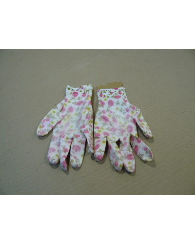 Перчатки нейлон с ПВХ цветы микс (12)