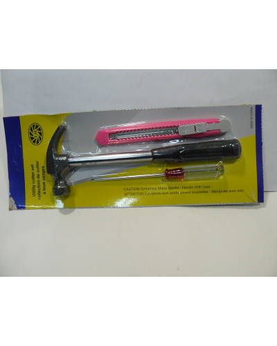 Набор инструментов 3предметов (молоток,нож канцелярский,отверка) металл YA-502