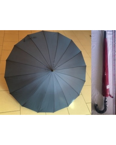 Зонт-трость, полуавтомат, пластм ручка, d=105см, 16 спиц, ткань