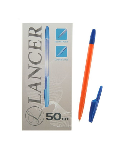 Ручка шариковая LANCER Office Style 820узел 0,7 синий корп. оранж неон