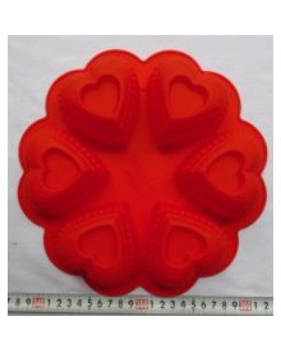 Форма для кекса YK115 (QD-115), 6в1, сердечкb, силик