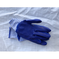 Перчатки нейлоновые №10 полосатые  с синим облитием  №32