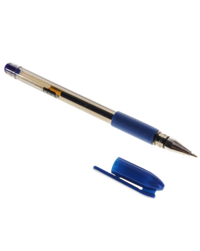 Ручка гелевая 0,7мм синяя, корпус тонир. с резиновым держателем