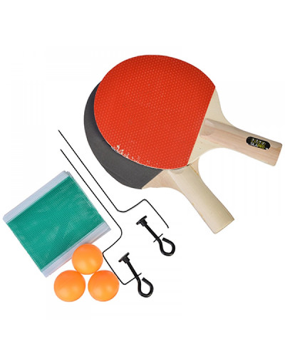 Набор для тенниса (ракетка 2шт, теннисный мяч 3шт, держатель д/сетки 2шт, сетка), дерево