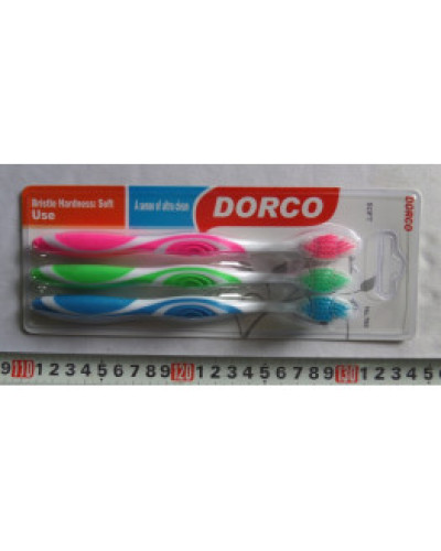 Зубная щетка 3шт на блистере DORCO 789-3 пластм